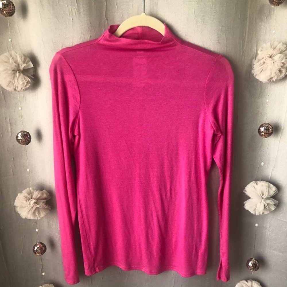 Nine West Hot Pink Semi Sheer Mock Turtleneck